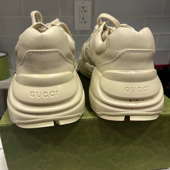 Gucci White Rhyton Leather Sneakers Gucci Rhyton Red Mouth Lips Tongue Shoes - Picture 16 of 16